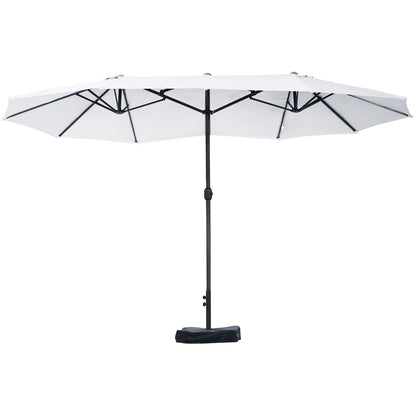 Beige 15 Foot Steel Patio Umbrella for Poolside Garden Shade