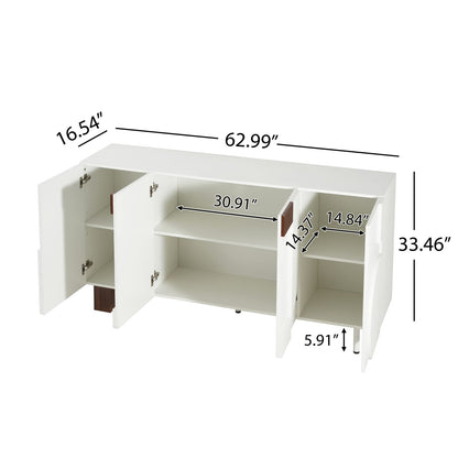 Modern White Sideboard Buffet Cabinet - 62" Storage Unit