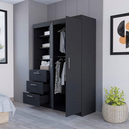 Black Armoire Rumanu - Bedroom Storage Dresser