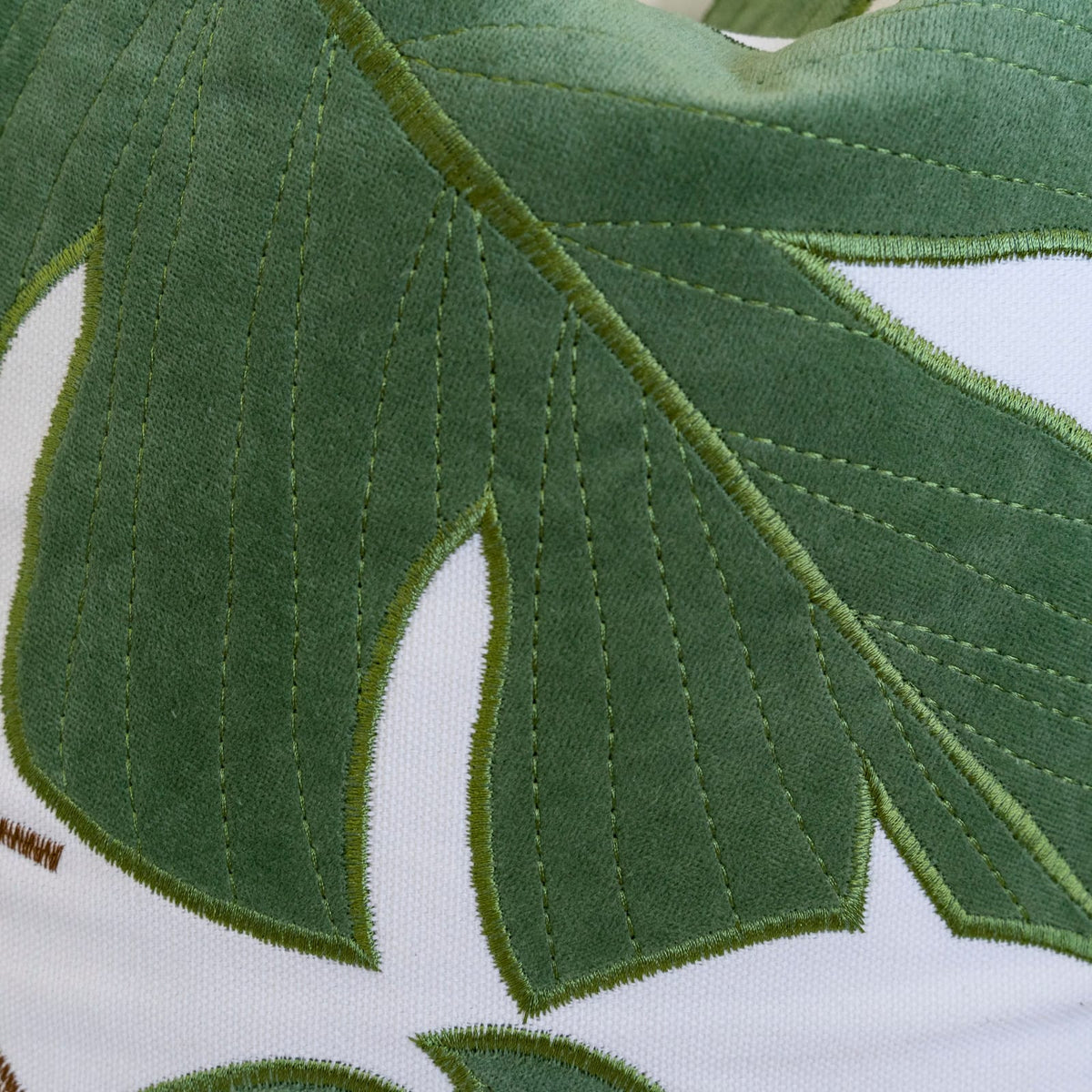20x20 Green Polyester Leaf Pillow Cover