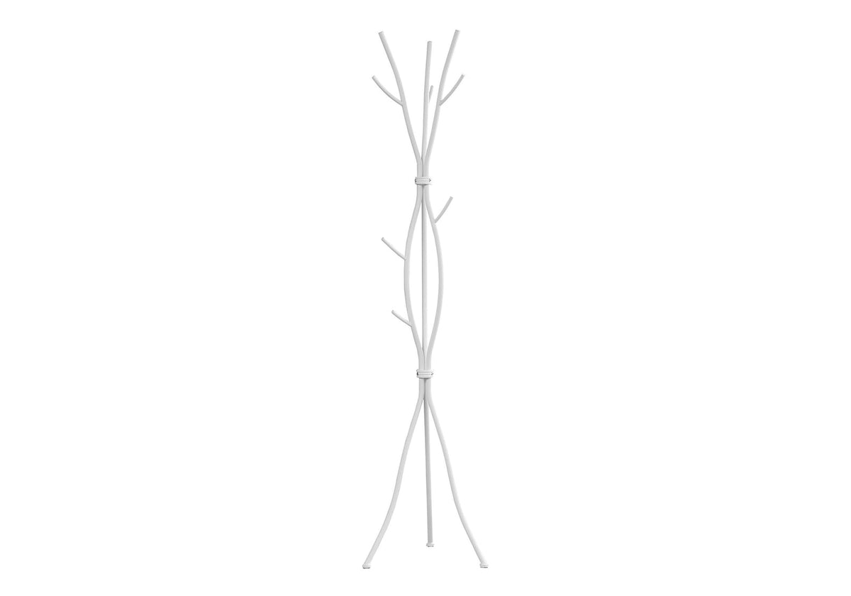 White Metal Coat Rack with 8 Hooks for Entryway Storage for Living Room