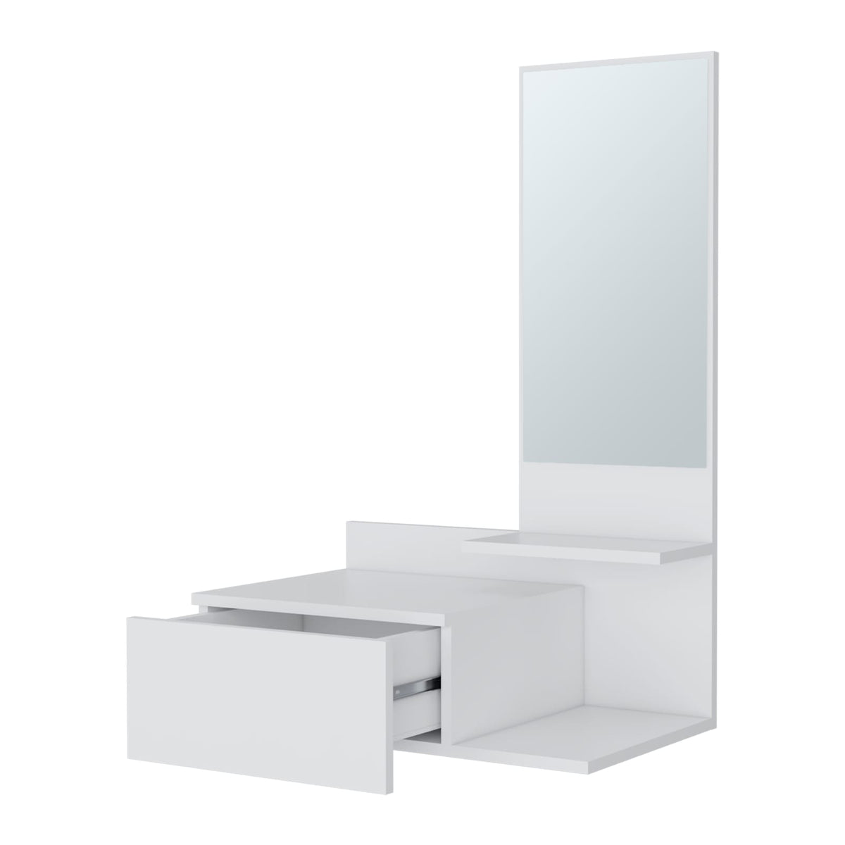 White Melamine Floating Vanity with Mirror for Living Room
