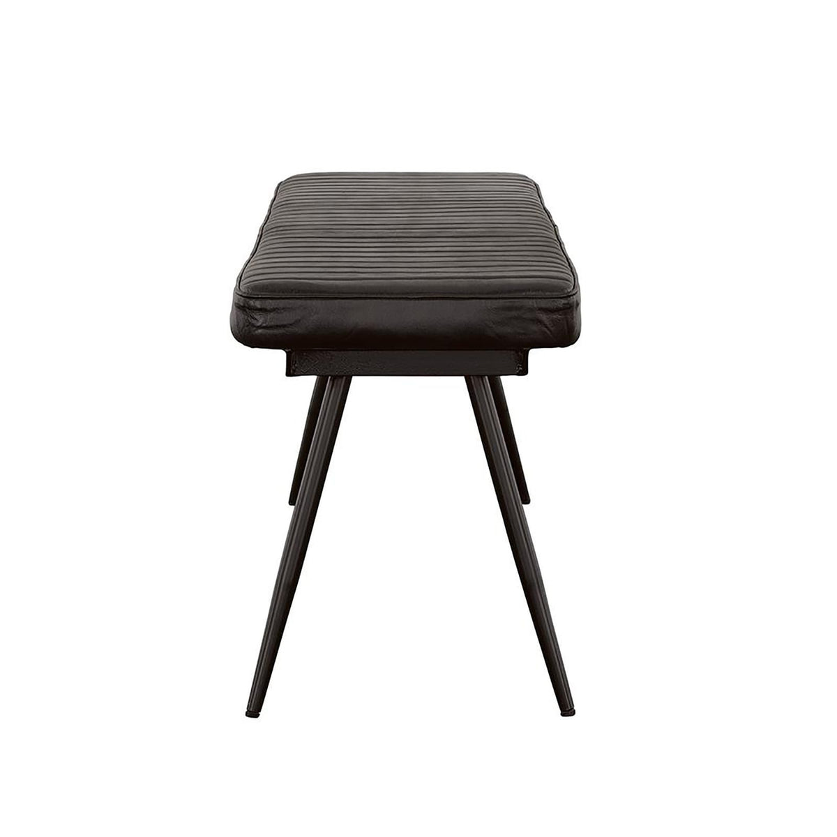 Industrial Black Tufted Dining Room Bench with Metal Legs