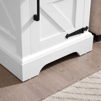 White+Black Farmhouse End Table - Nightstand with Storage