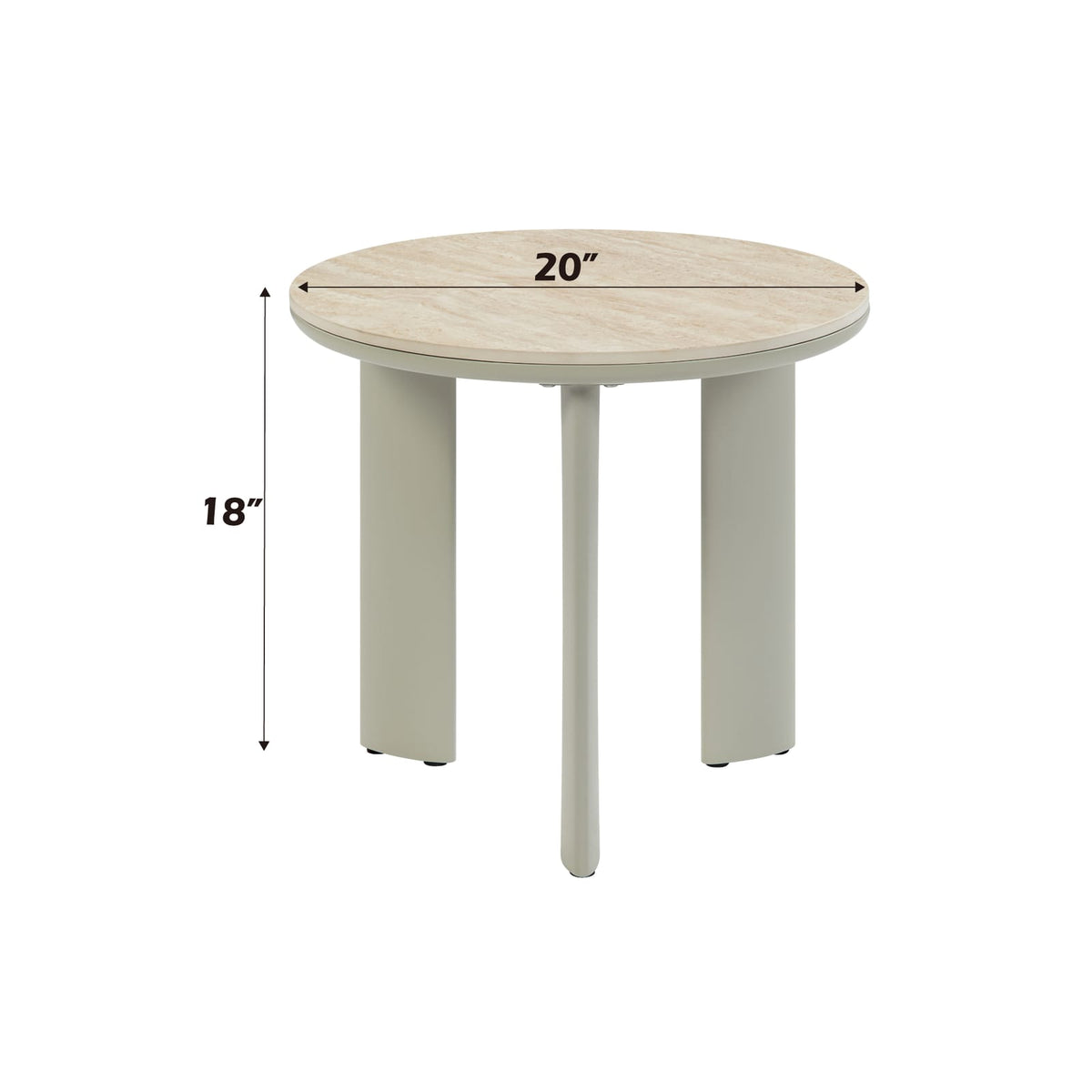Light Gray Ceramic End Table - Modern Accent Table for Living Room