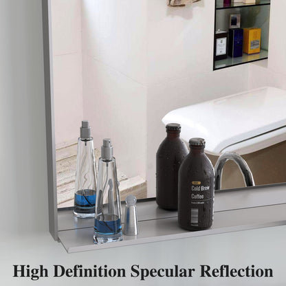 60x36" Oversized Rectangle Bathroom Mirror - Silver Frame