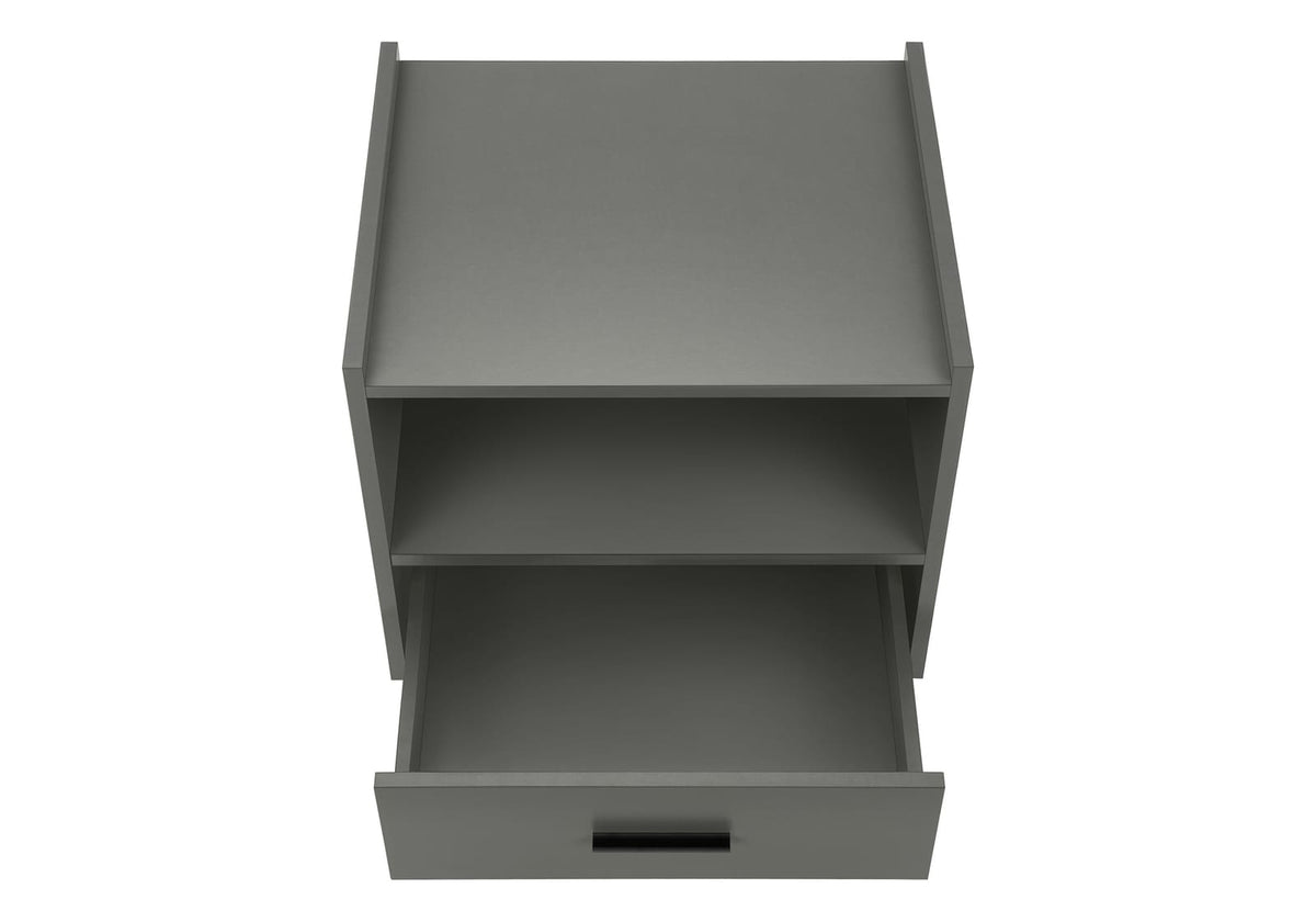 Grey Laminate Accent Table with Storage Drawer - 24" High
