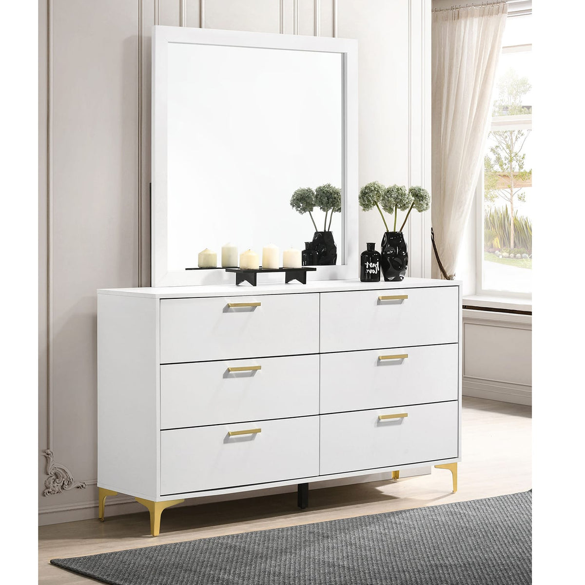 James White 6-Drawer Dresser with Mirror - Classic Bedroom Storage