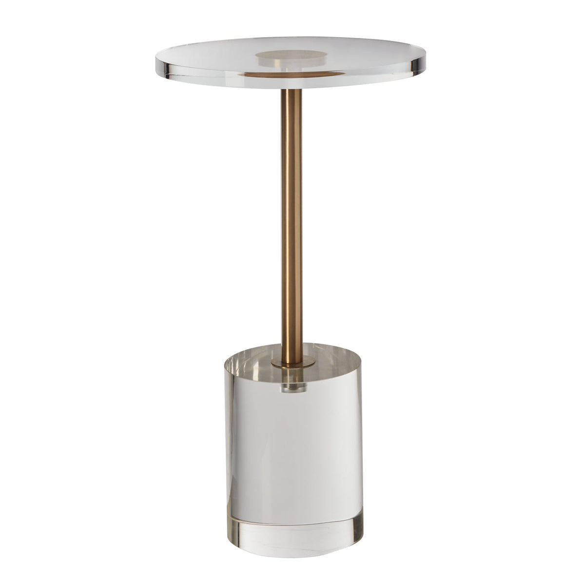 Clear Acrylic End Table - Gold & Clear, 11.9" Round for Living Room