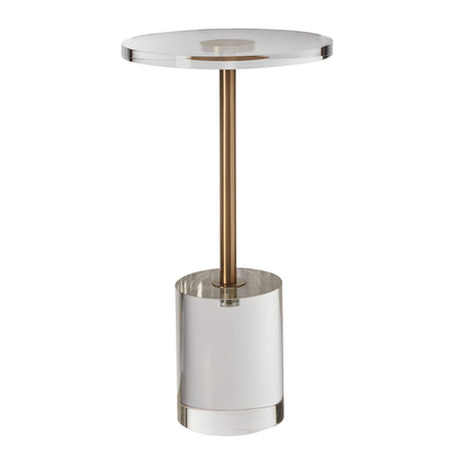 Clear Acrylic End Table - Gold & Clear, 11.9" Round for Living Room