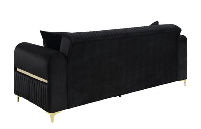 Black Polyester Upholstered Sofa - 88" Modern Sofa