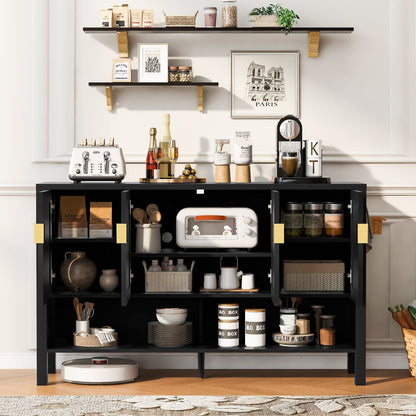 Black 55 Inch Sideboard Buffet - MDF Storage Cabinet
