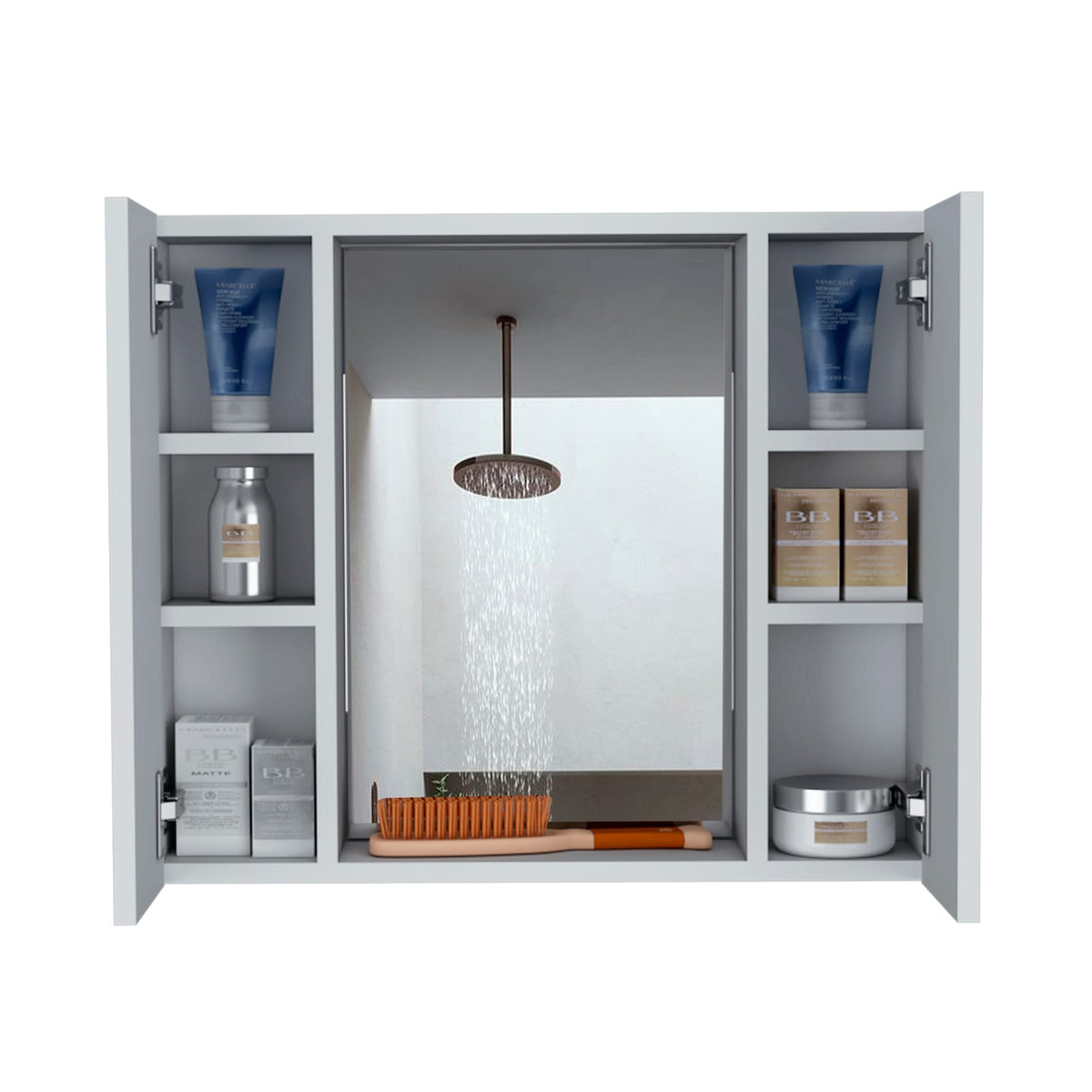 White Medicine Cabinet - 19" Double Door Storage for Bathroom
