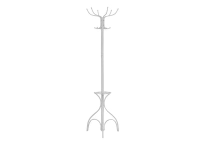 White Metal 12-Hook Coat Rack - 70" Hall Tree for Living Room