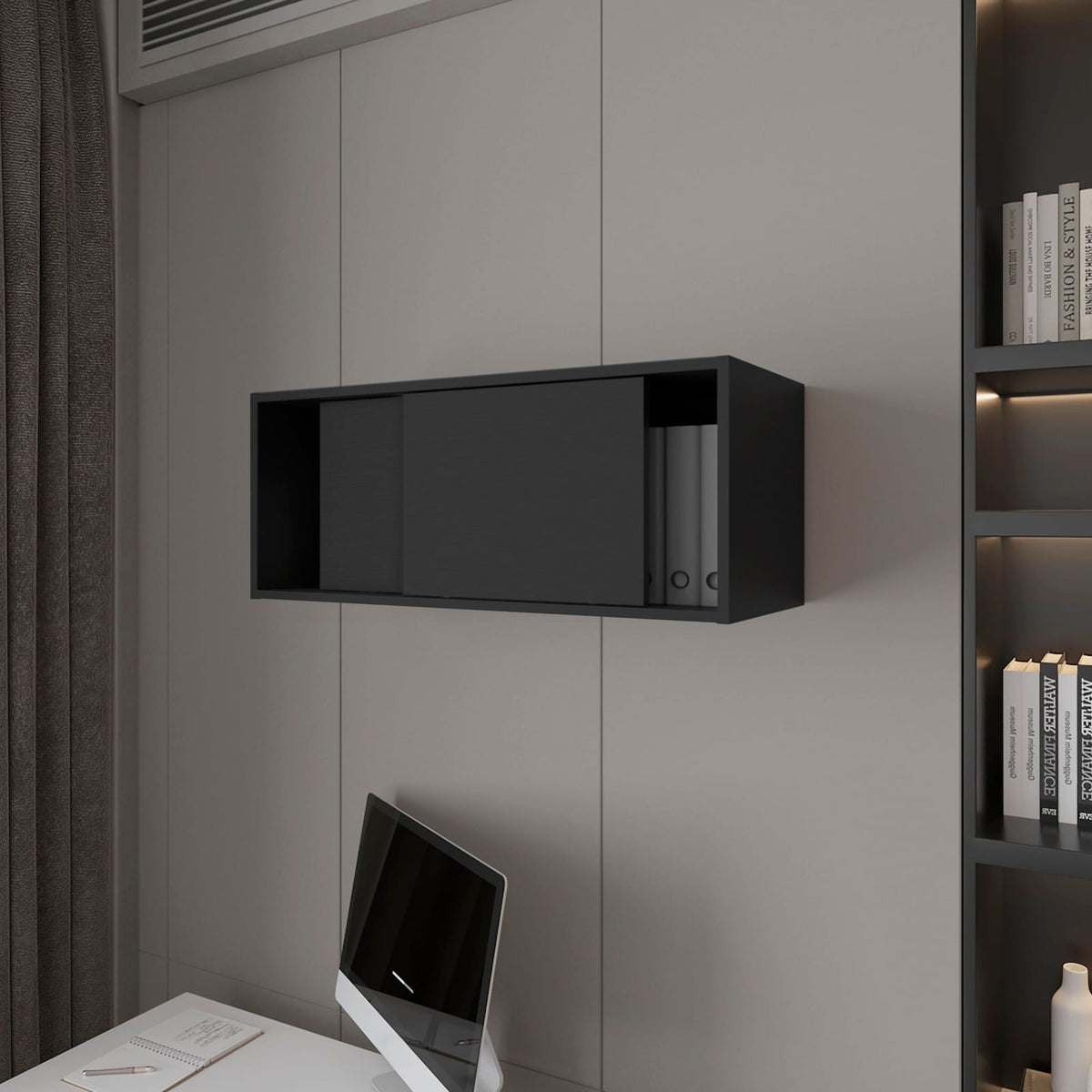 Anegam Floating Cabinet - Black Wall Mounted File Storage