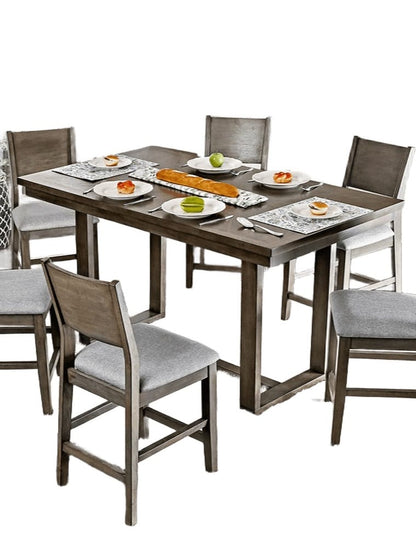 6-Person Gray Dining Table with Chairs - Modern Dining Set
