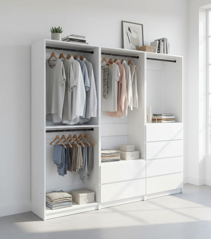 White Wood Walk-In Closet System - 5 Modular Units