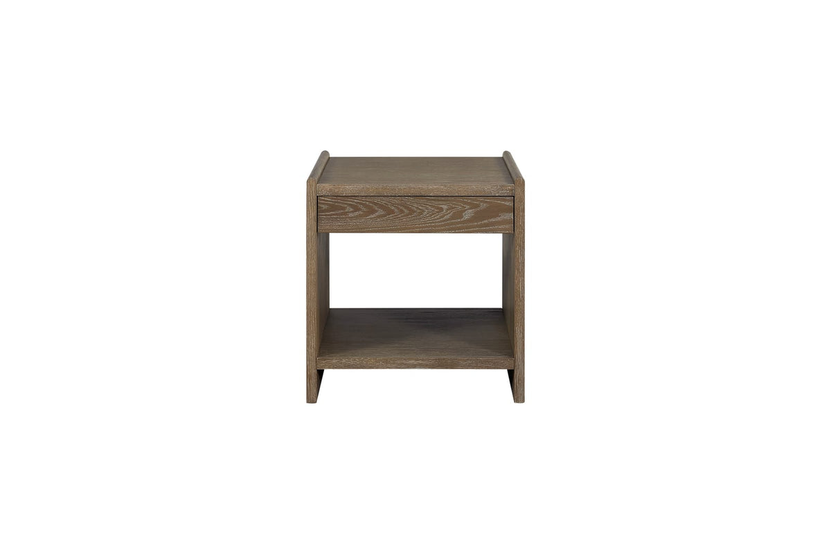 24" Brown Solid Wood Bedside Table Cocoa Finish