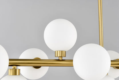 16-Light Farmhouse Chandelier - Gold+White Metal, Opal Glass