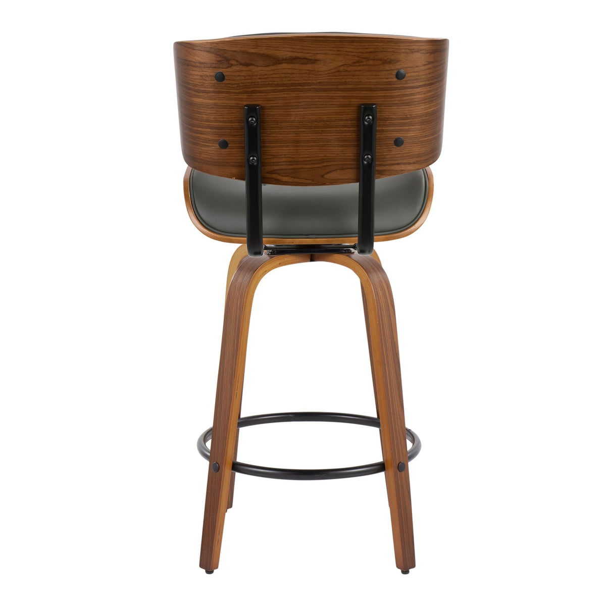 Grey Faux Leather Counter Stools - 2 Swivel Stools