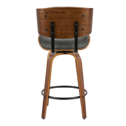 Grey Faux Leather Counter Stools - 2 Swivel Stools