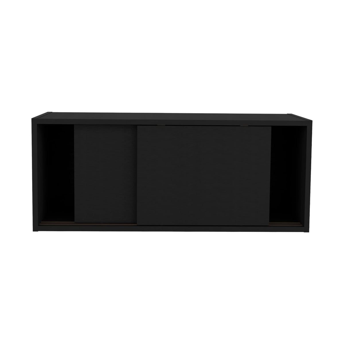Black Wall Cabinet - 13" H, 2 Sliding Doors, Storage