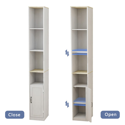 Tall Slim Storage Cabinet in Ancient White MDF for Living Room or Study