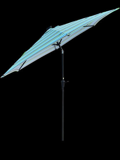 Round Metal Patio Umbrella with LED Lights for Garden Shade