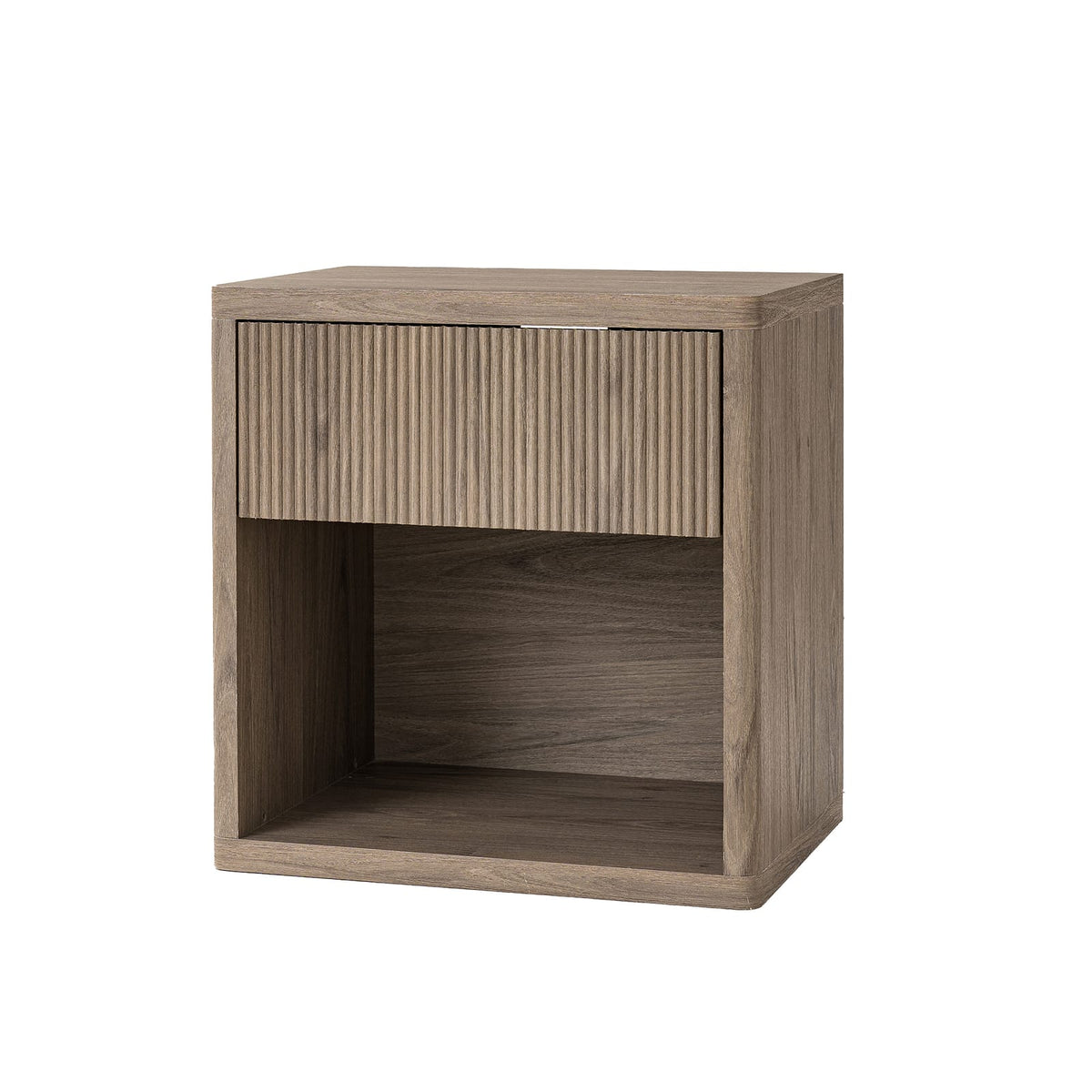 Ash Brown Nightstand with Drawer Storage - Large Modern Side Table