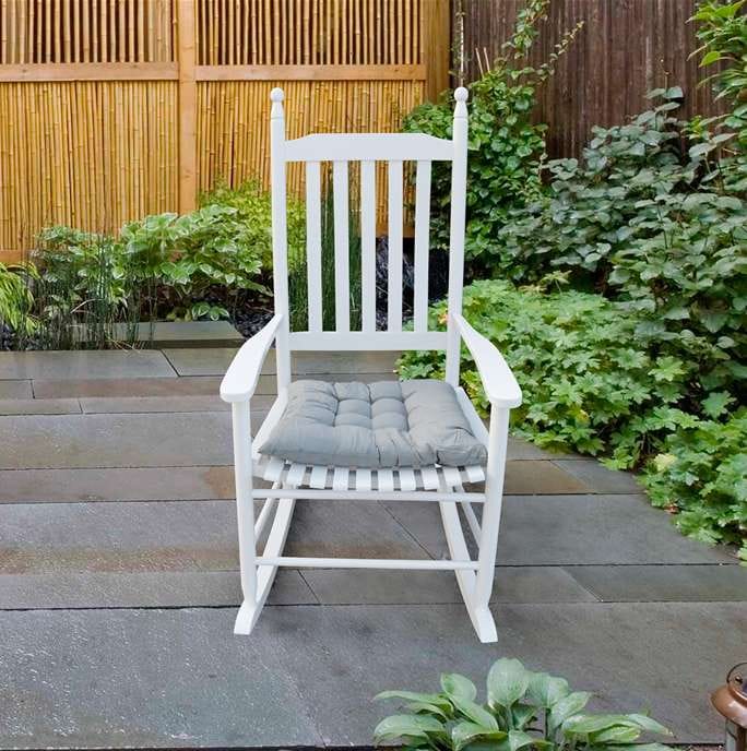 Wooden Porch Rocker Chair - White Solid Wood
