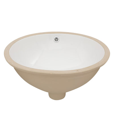 White Ceramic Oval Bathroom Sink - 18x15 Inch