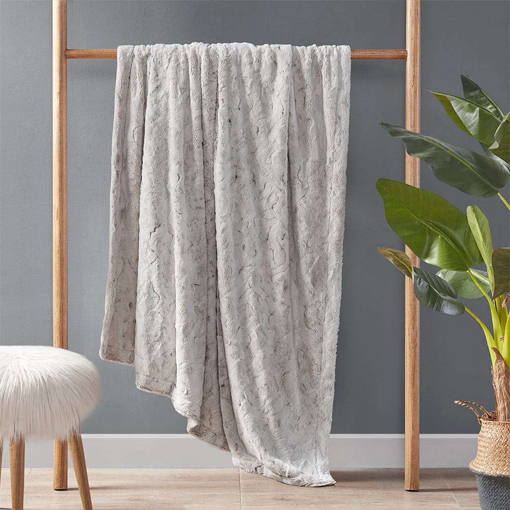 60" x 70" Snow Leopard Faux Fur Throw Blanket