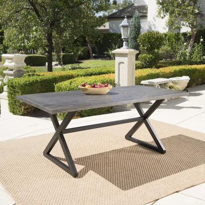 Outdoor Aluminium Dining Table Grey/Black Patio Garden Set