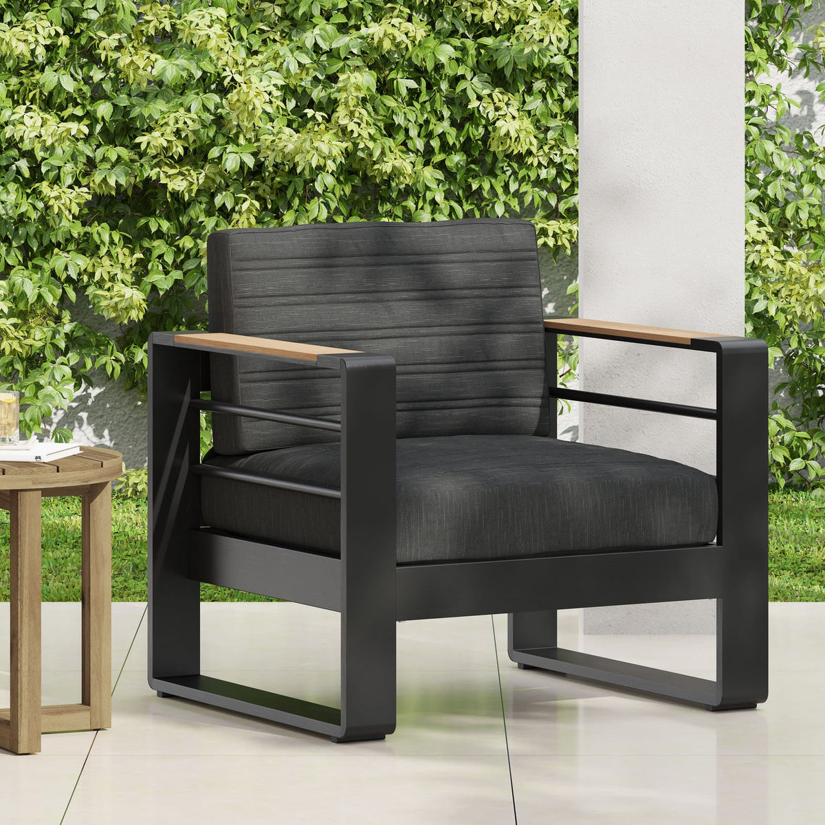 Black Metal Patio Club Chairs Set for Garden Outdoor Living