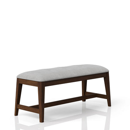 Backless Beige Wood Dining Bench - Mid Century Style