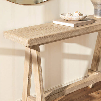 60" Natural Reclaimed Elm Console Table - Rustic Farmhouse Style