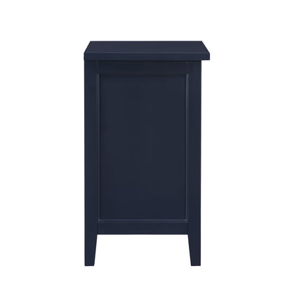 Dark Blue 2 Drawer Nightstand Solid Wood MDF