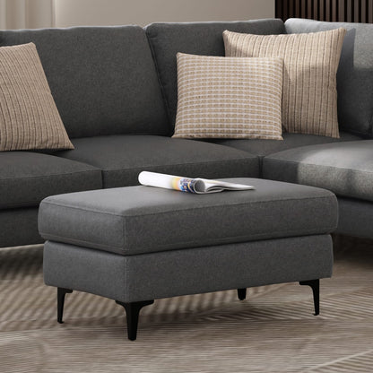 Mid-Century Gray Ottoman - Comfortable Storage Accent