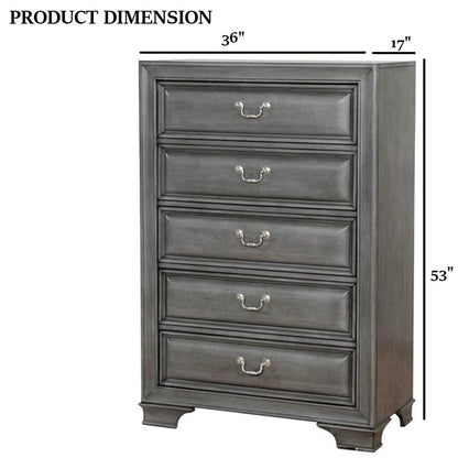 Gray Solid Wood Bedroom Dresser - 36" Wide