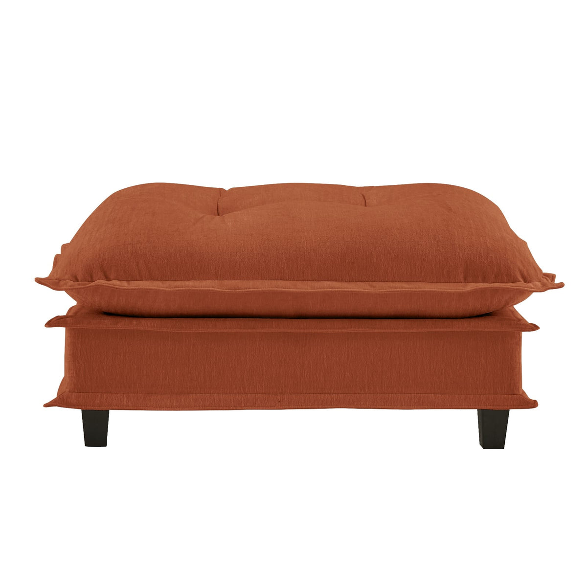 Orange Chenille Modular Sofa - 3 Seat Ottoman for Living Room