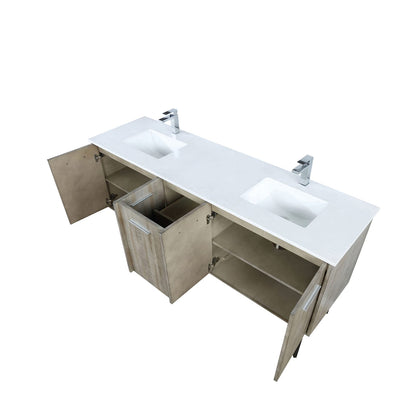 Acacia Wood Double Bathroom Vanity 72" with Marble Top