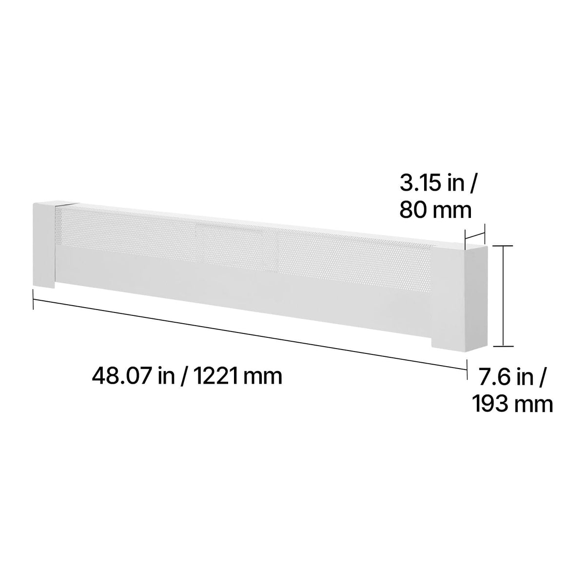 4ft White Baseboard Heater Cover - Steel Protection