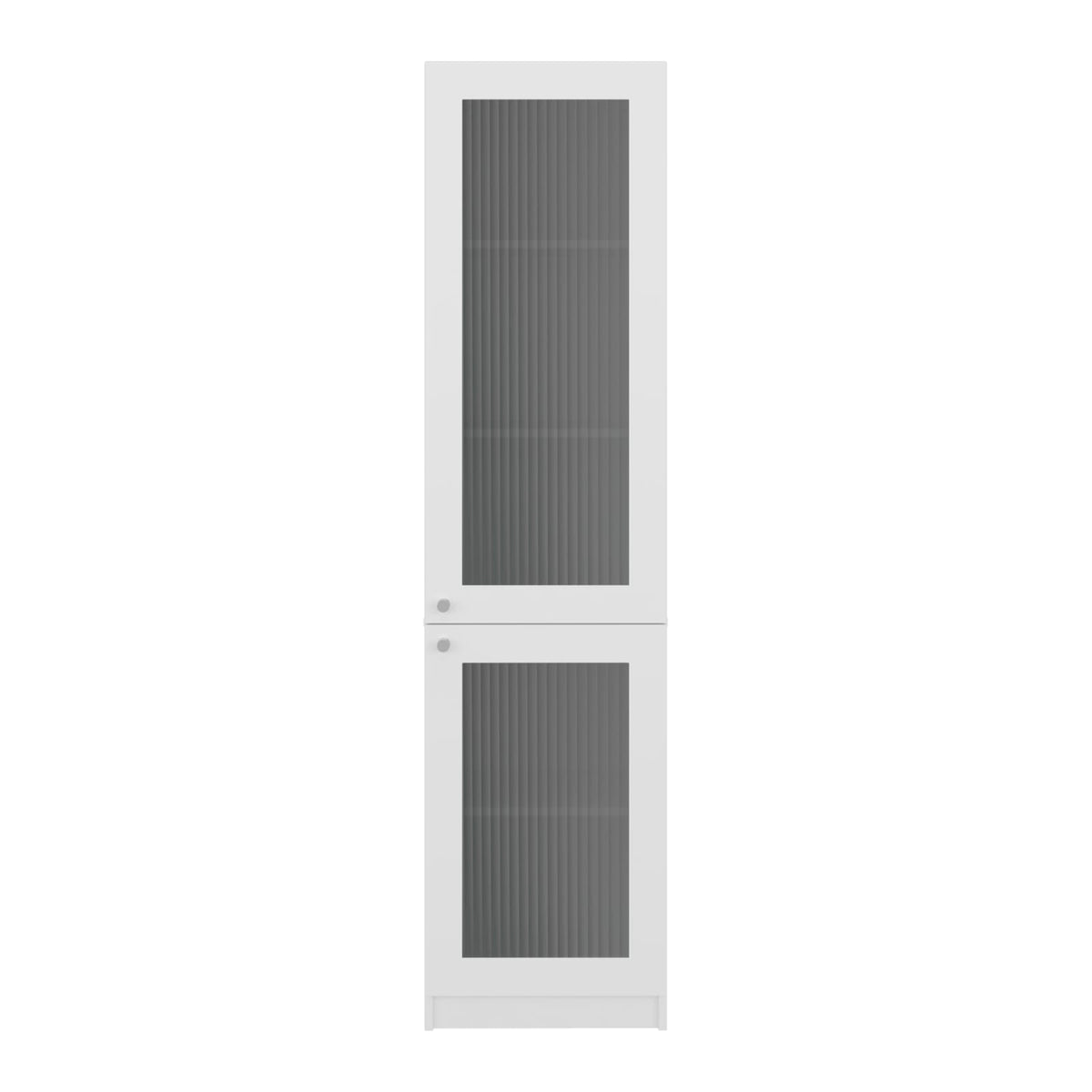 White Bookcase Cabinet with Glass Doors - 5 Shelves for Living Room