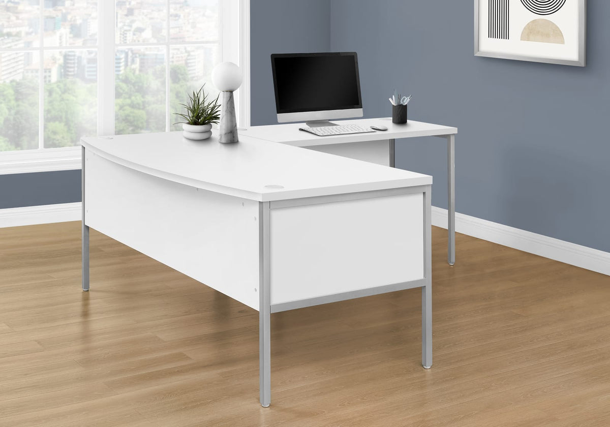 Computer Desk, 48"L White Laminate Workstation - Modern Home Office