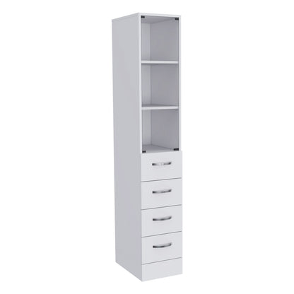 Preston Linen Cabinet - 3 Shelves, 4 Drawers - Bathroom Storage