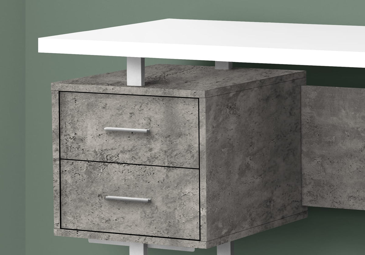 Computer Desk, 60" White Home Office Desk with Storage Drawers - Left/Right Set-up