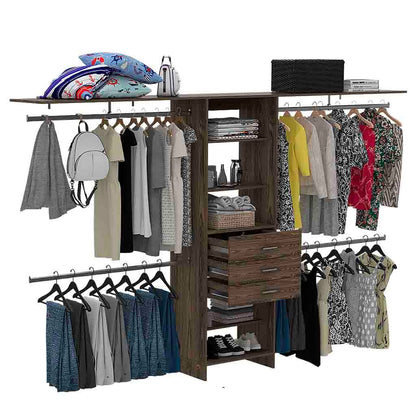 Full Size Bedroom Closet System Black Particle Board