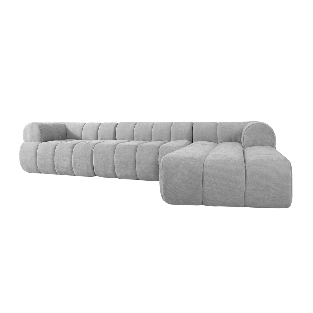 122" Grey L-Shaped Sectional Sofa - 4 Seats