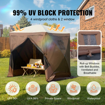 Brown 6x6FT Oxford Fabric Gazebo for Garden and Poolside Shade