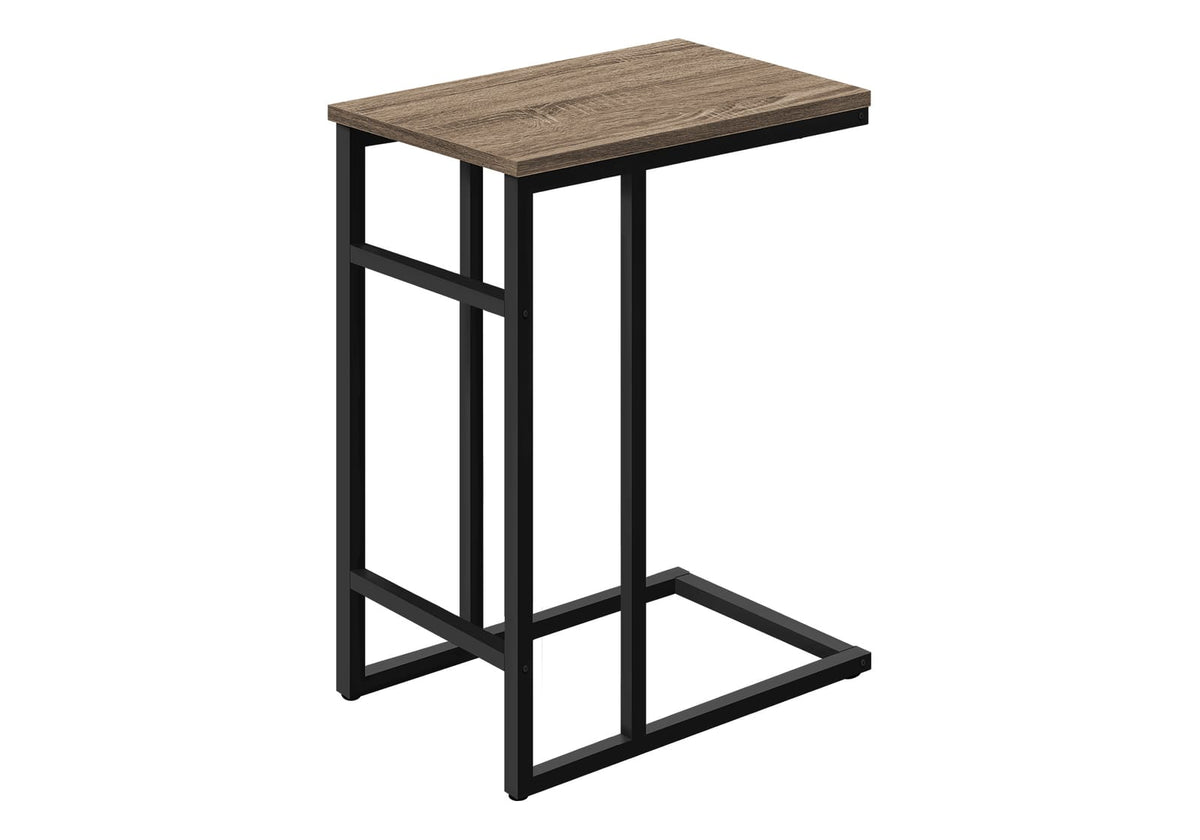 Brown C-Shaped End Table for Living Room or Guest Storage